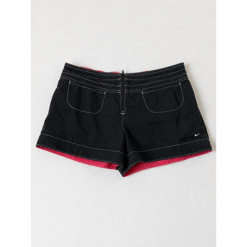 Nike Women's Black Pink Lined Athletic Running Shorts Contrast Stitching